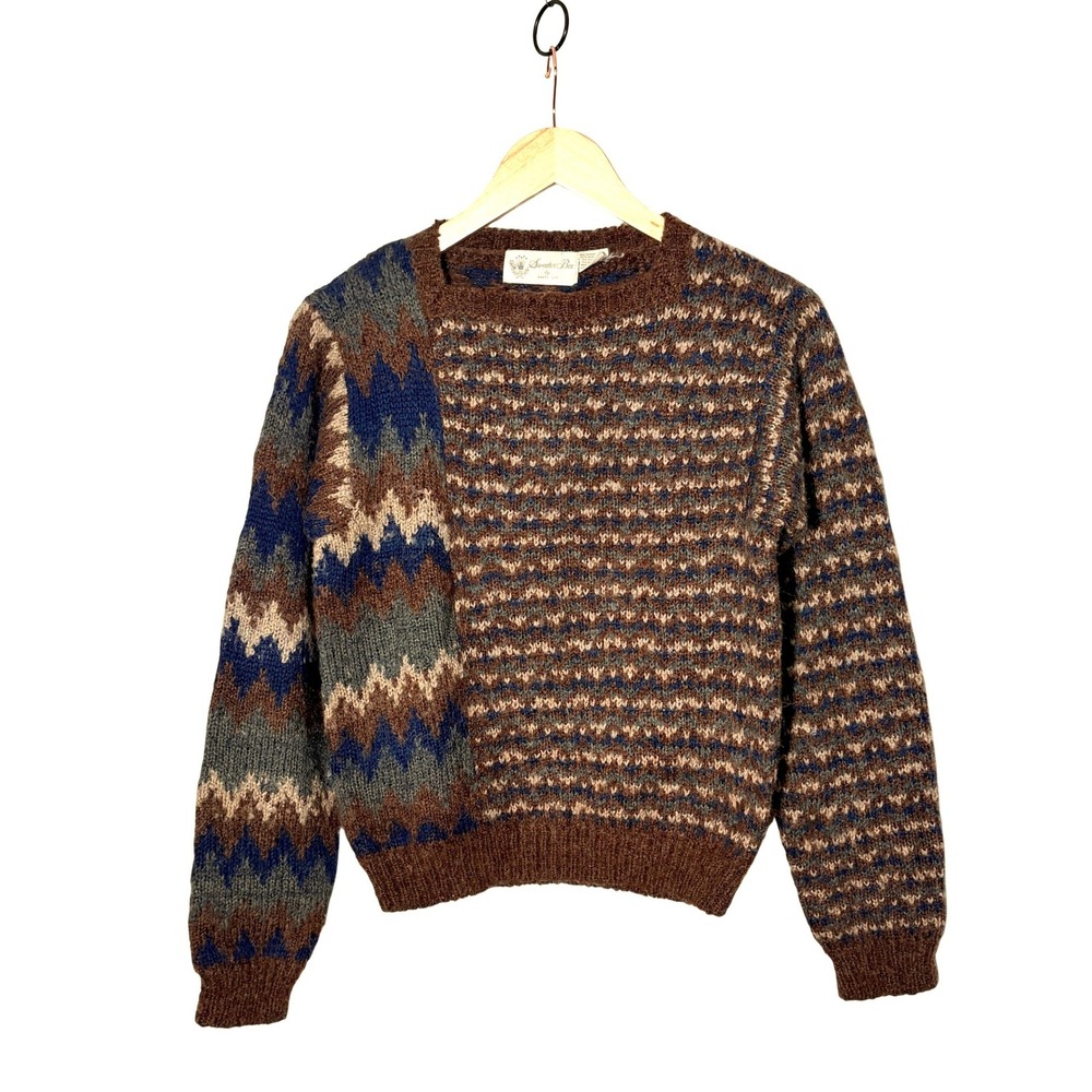 Vintage 90s Women Wool Blnd Geometric Sweater Small Southwestern Heritage Grunge